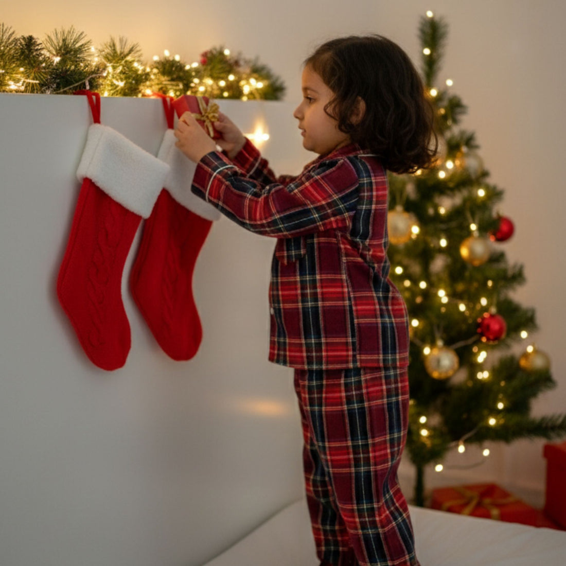 Red Tiny Santa Pajama Set