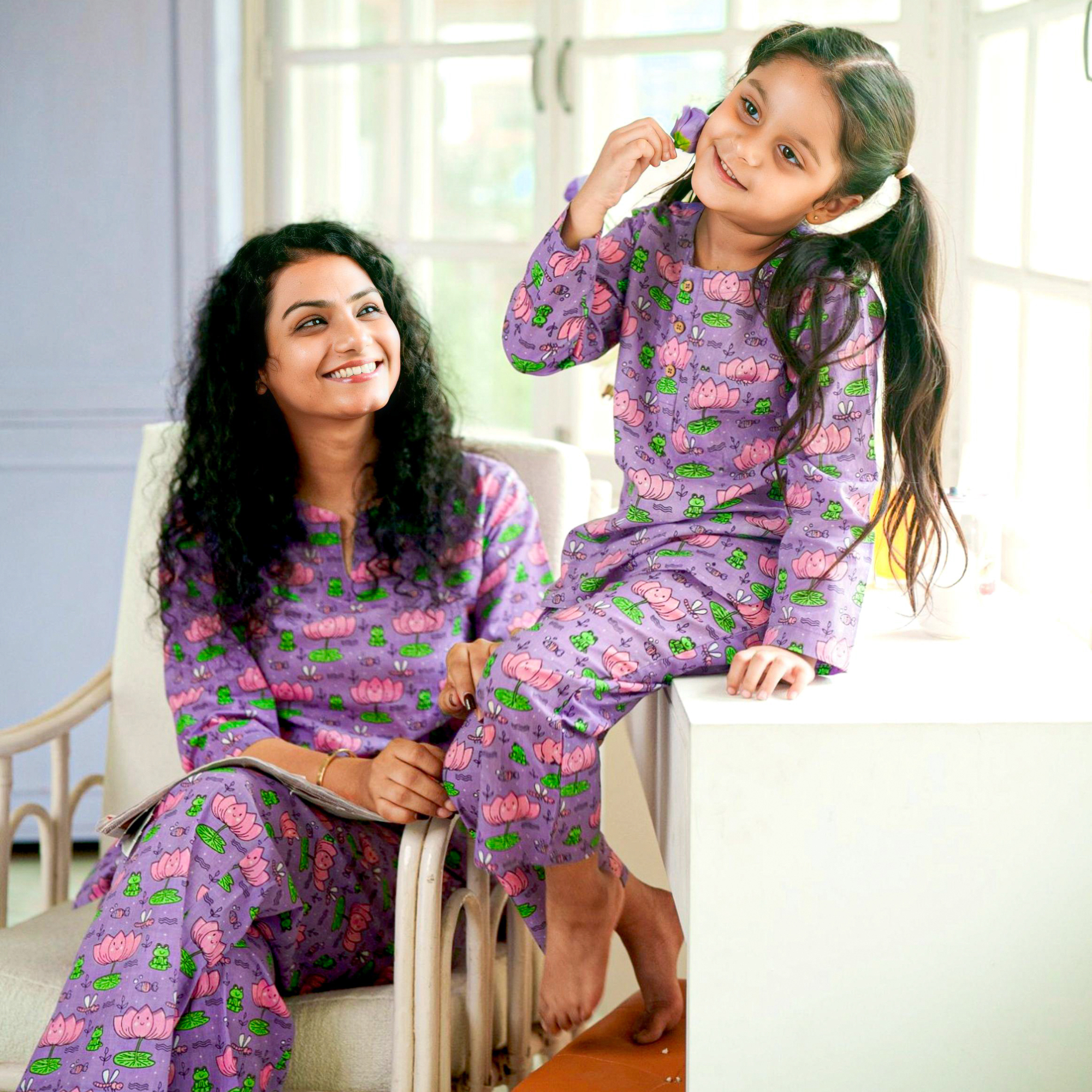 Lotus Print Mom & Kids set