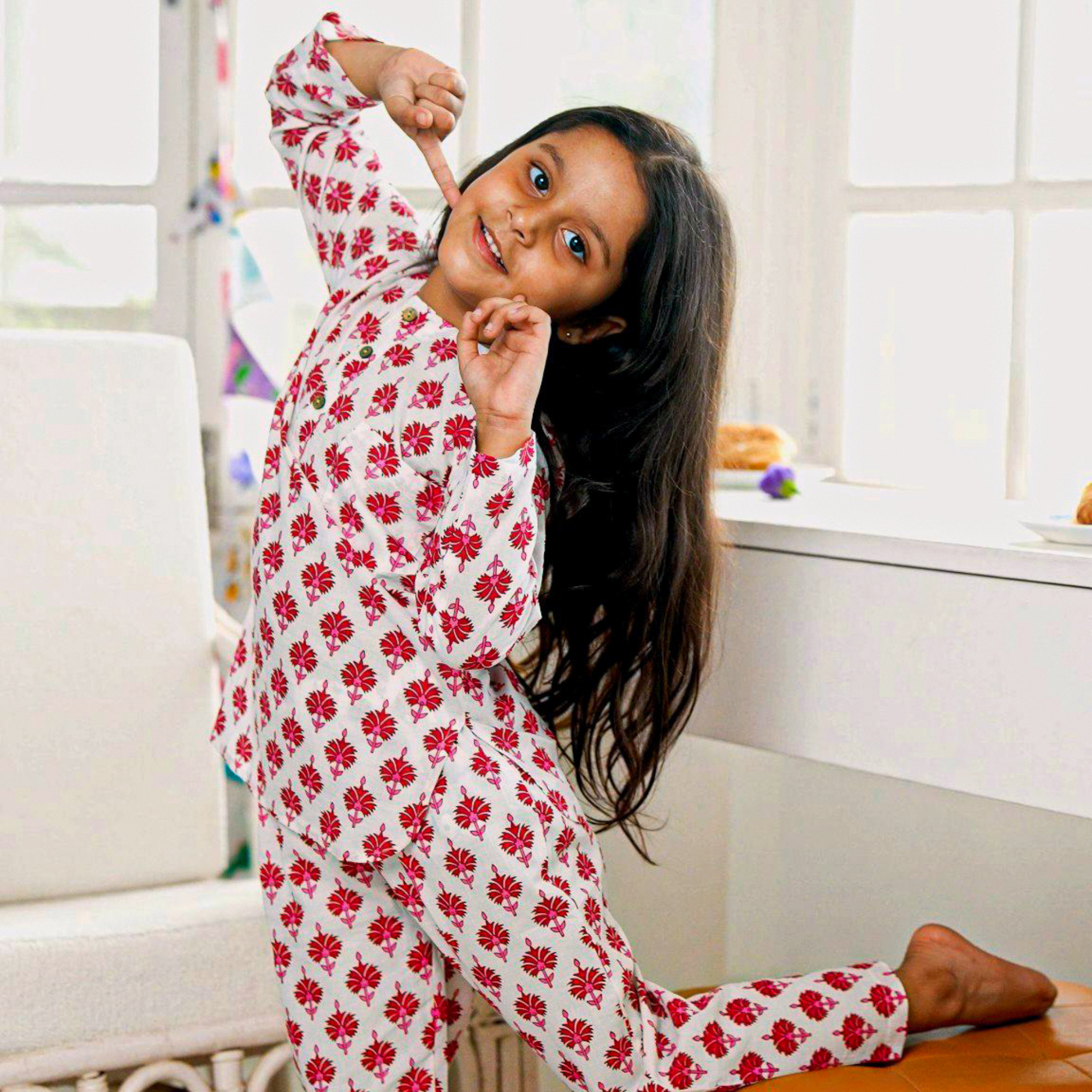 Pink Floral Mom & Kids Set