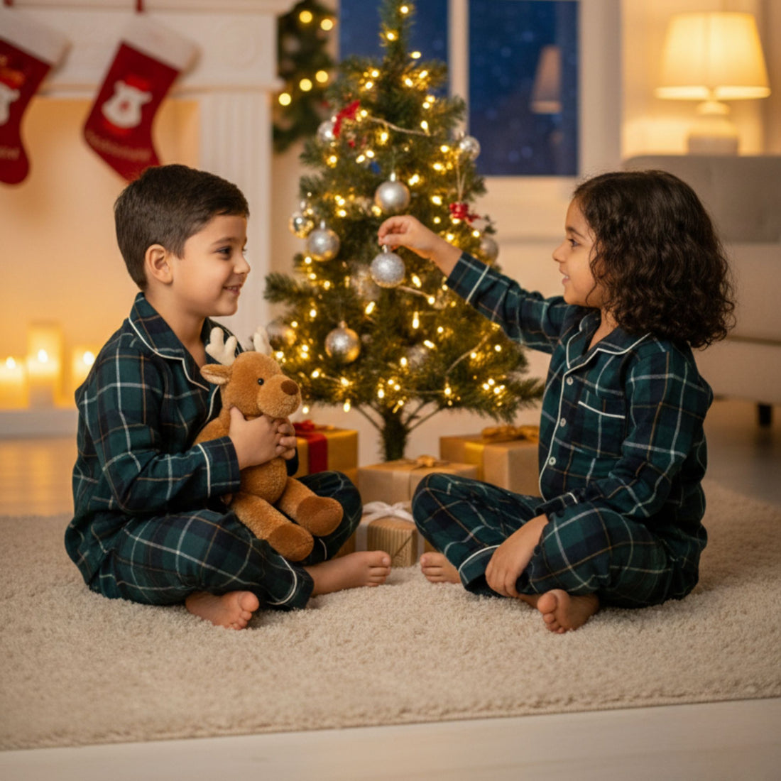 Green Tiny Santa Pajama Set