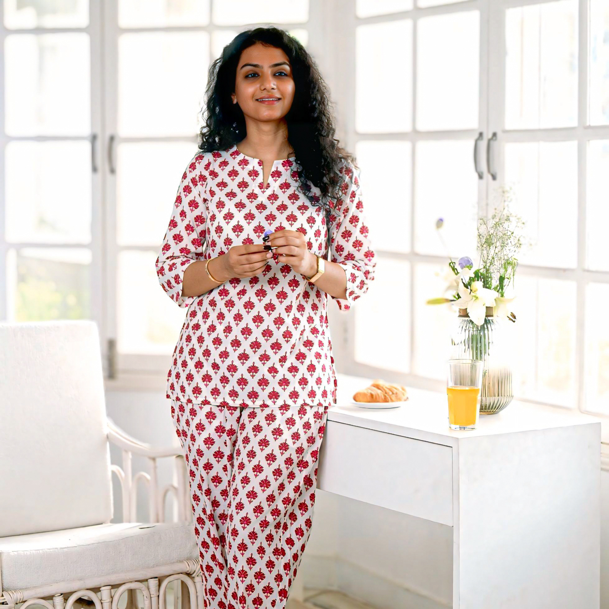 Pink Floral Mom & Kids Set