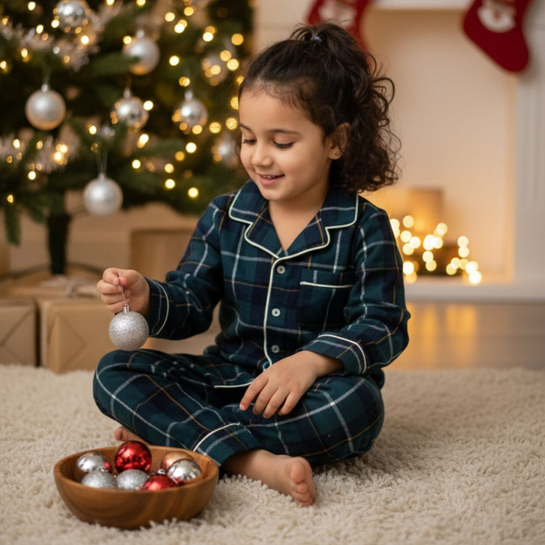 Green Tiny Santa Pajama Set
