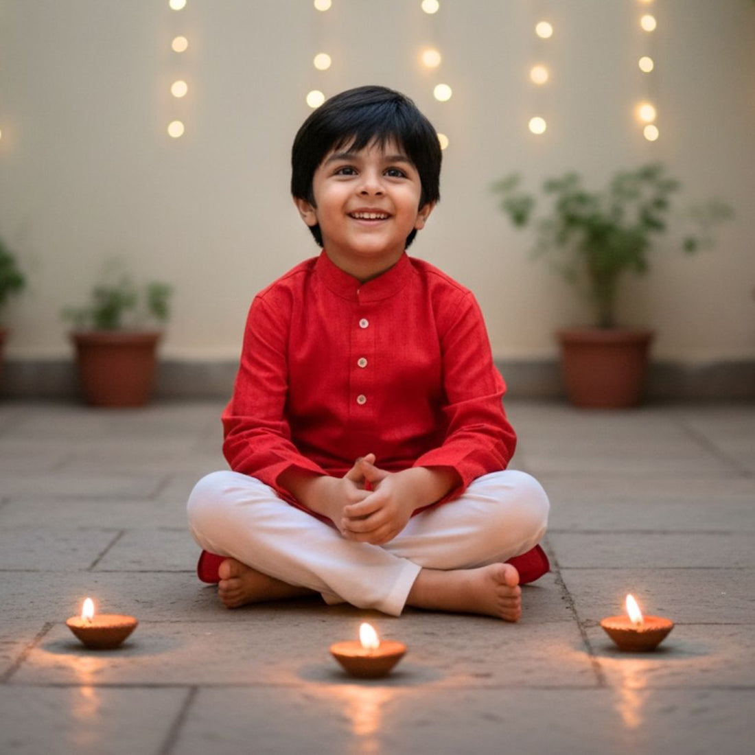 Orange Cotton Dobby Booty Kurta