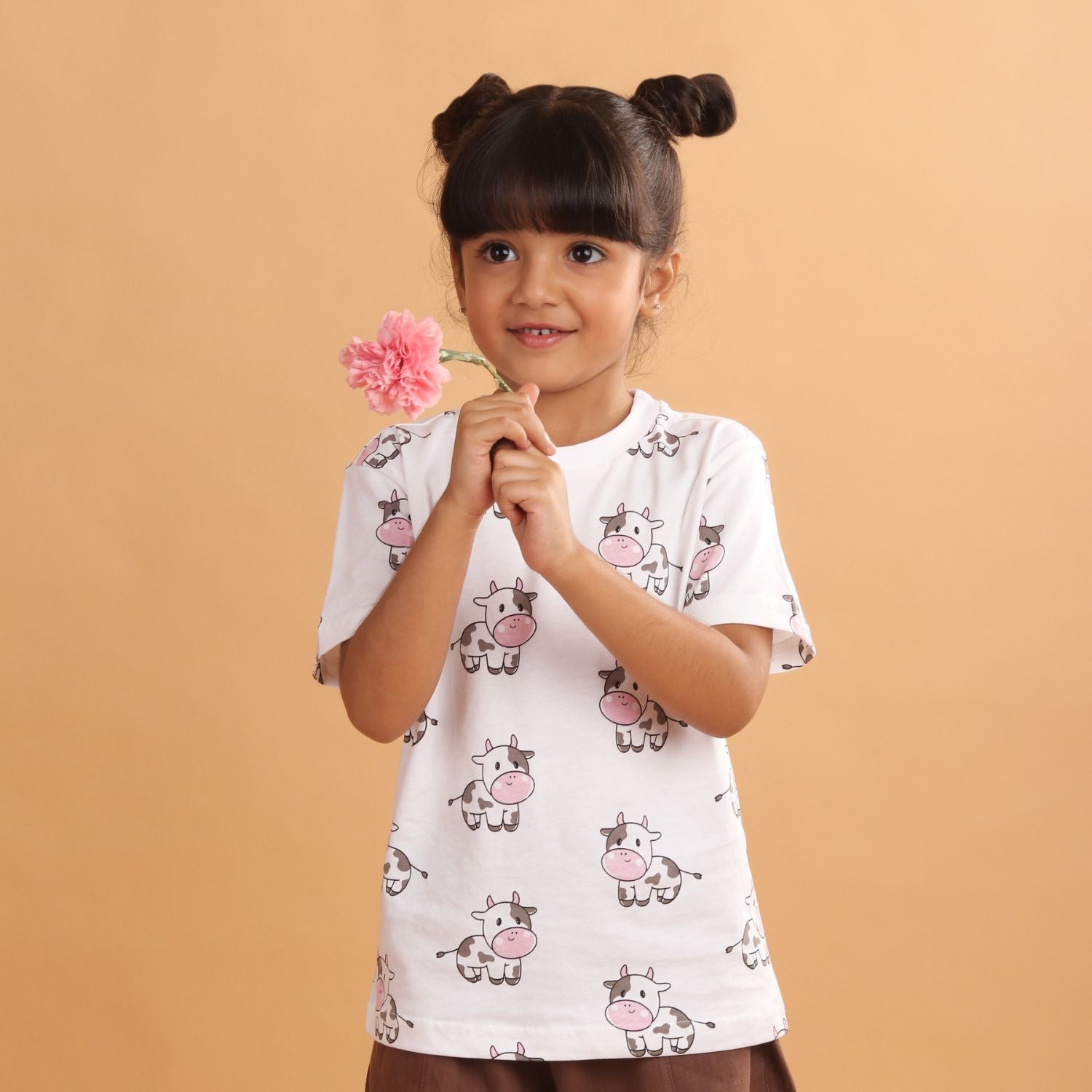Boy - Cow Print Short Sleeve Cotton T-Shirt & Shorts Set