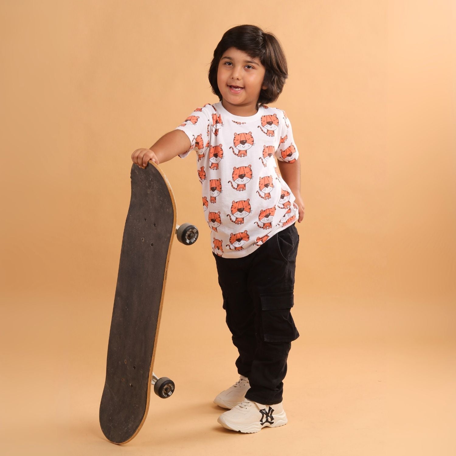 Boy - Tiger Print Short Sleeve Cotton T-Shirt & Shorts Set