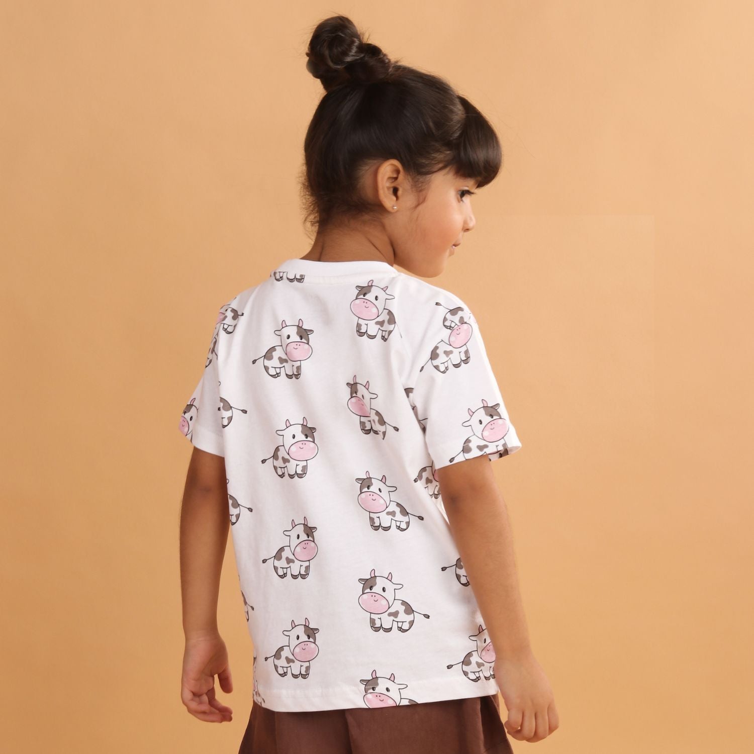 Boy - Cow Print Short Sleeve Cotton T-Shirt & Shorts Set