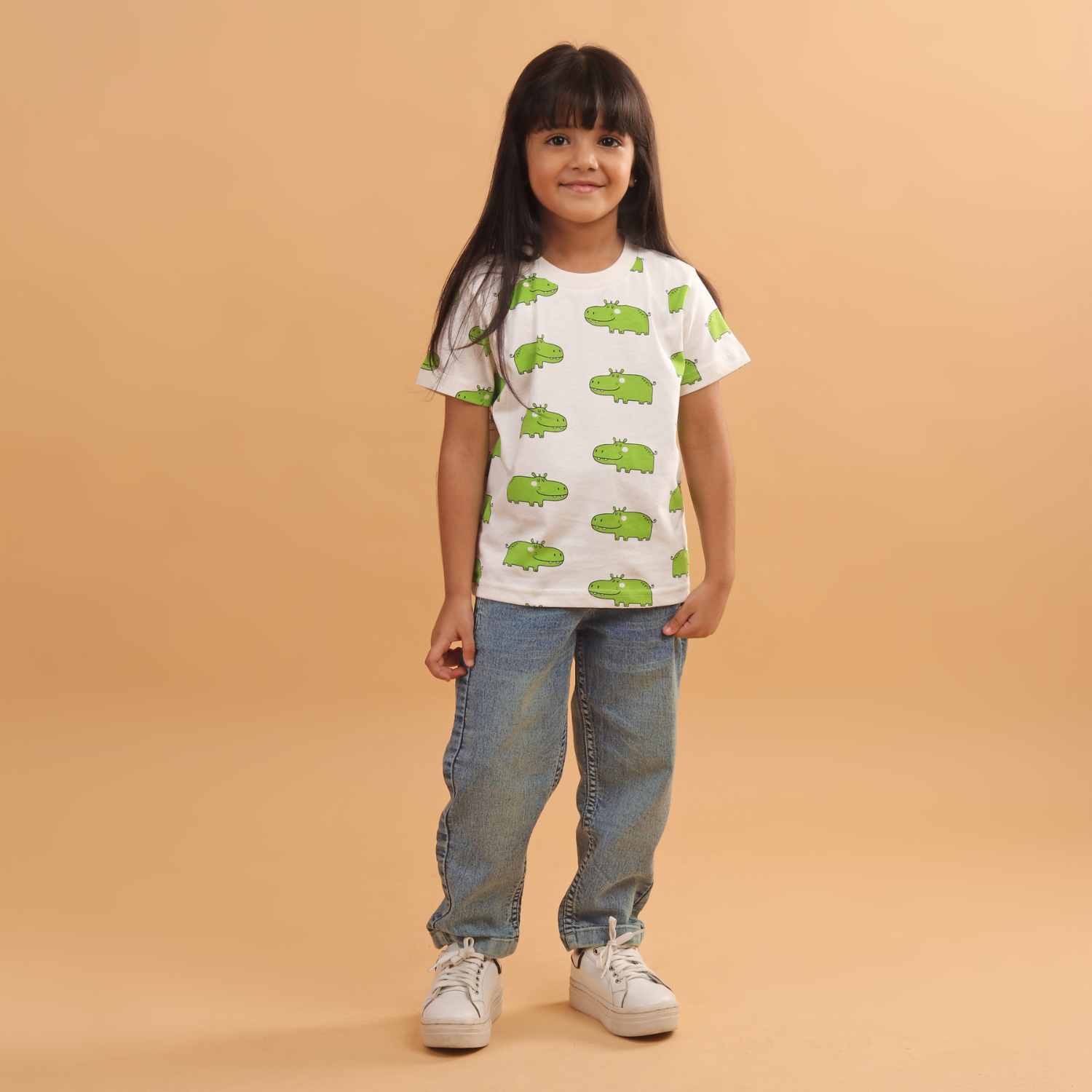 Boy - Hippo Print Short Sleeve Cotton T-Shirt & Shorts Set