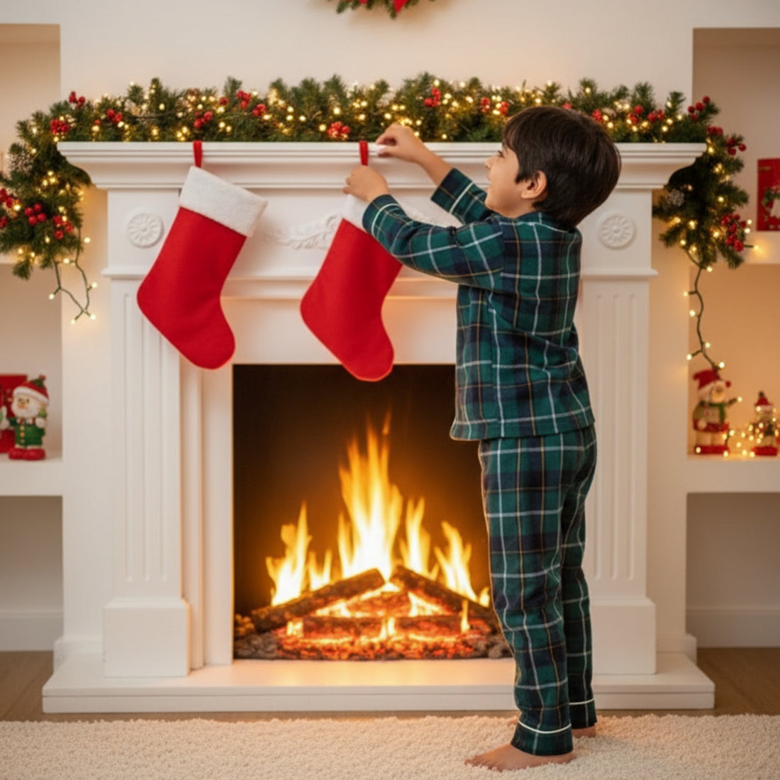 Green Tiny Santa Pajama Set