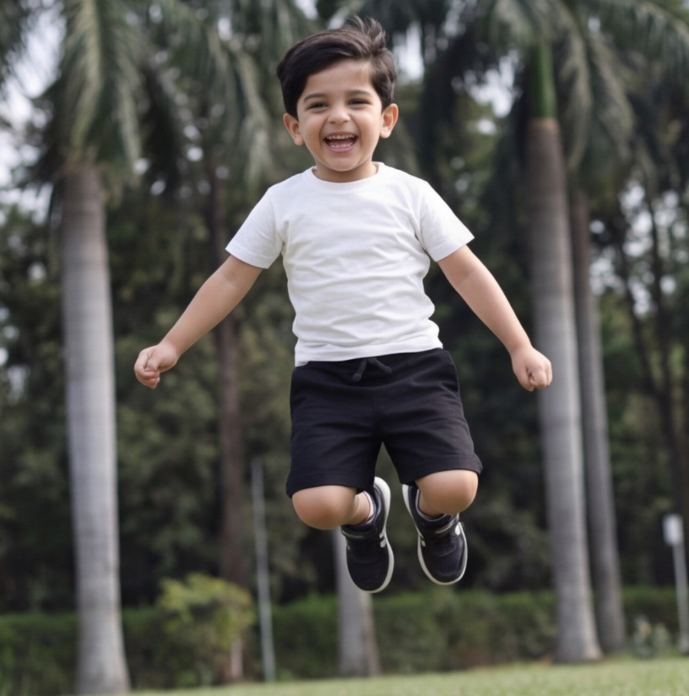 Boys Black Cotton Jersey Shorts