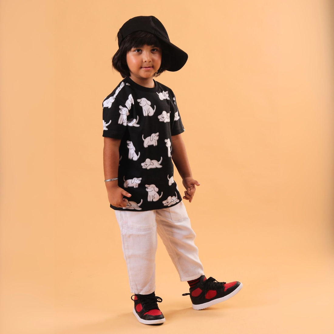 Girl - Dog Print Short Sleeve Cotton T-Shirt & Shorts Set