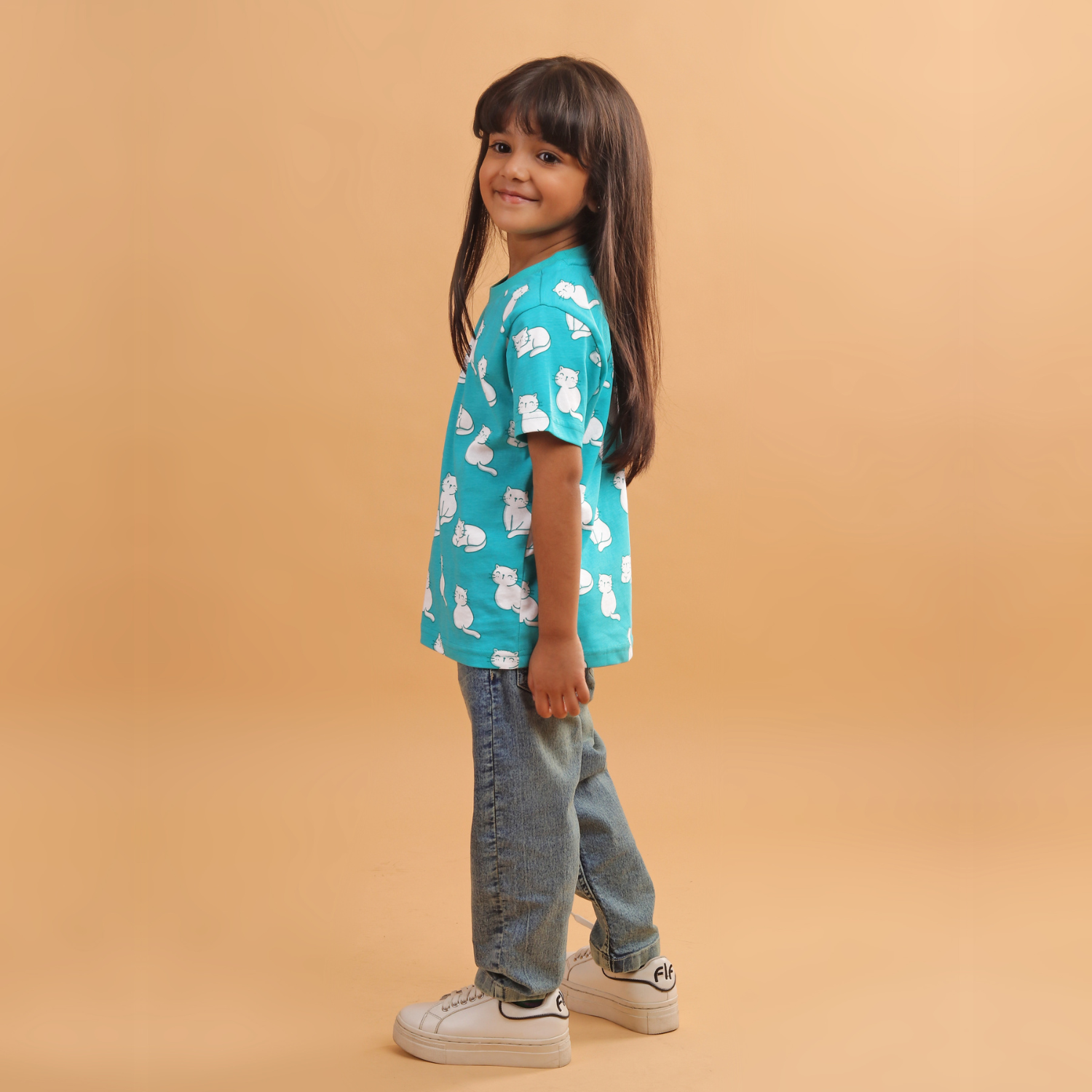 Boy - Cat Print Short Sleeve Cotton T-Shirt & Shorts Set