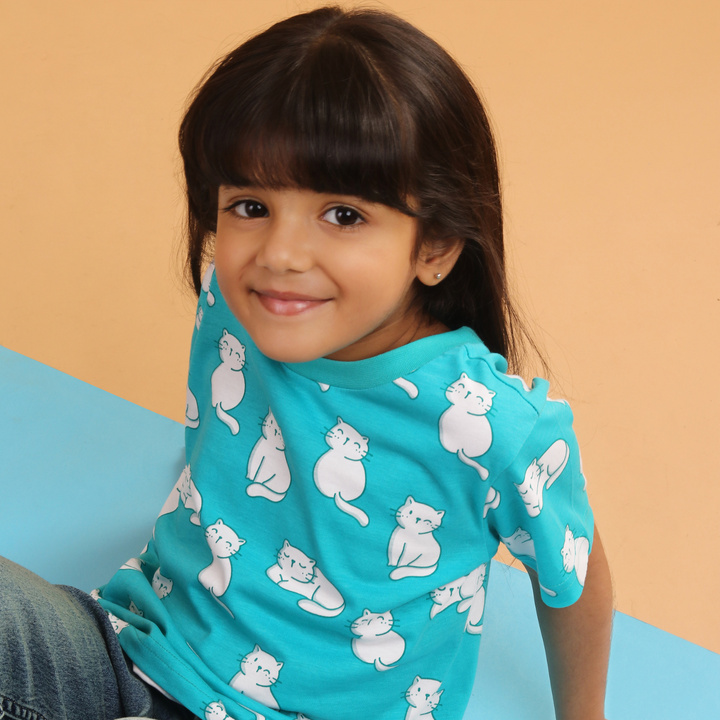 Blue Cat Unisex Cotton T-shirt