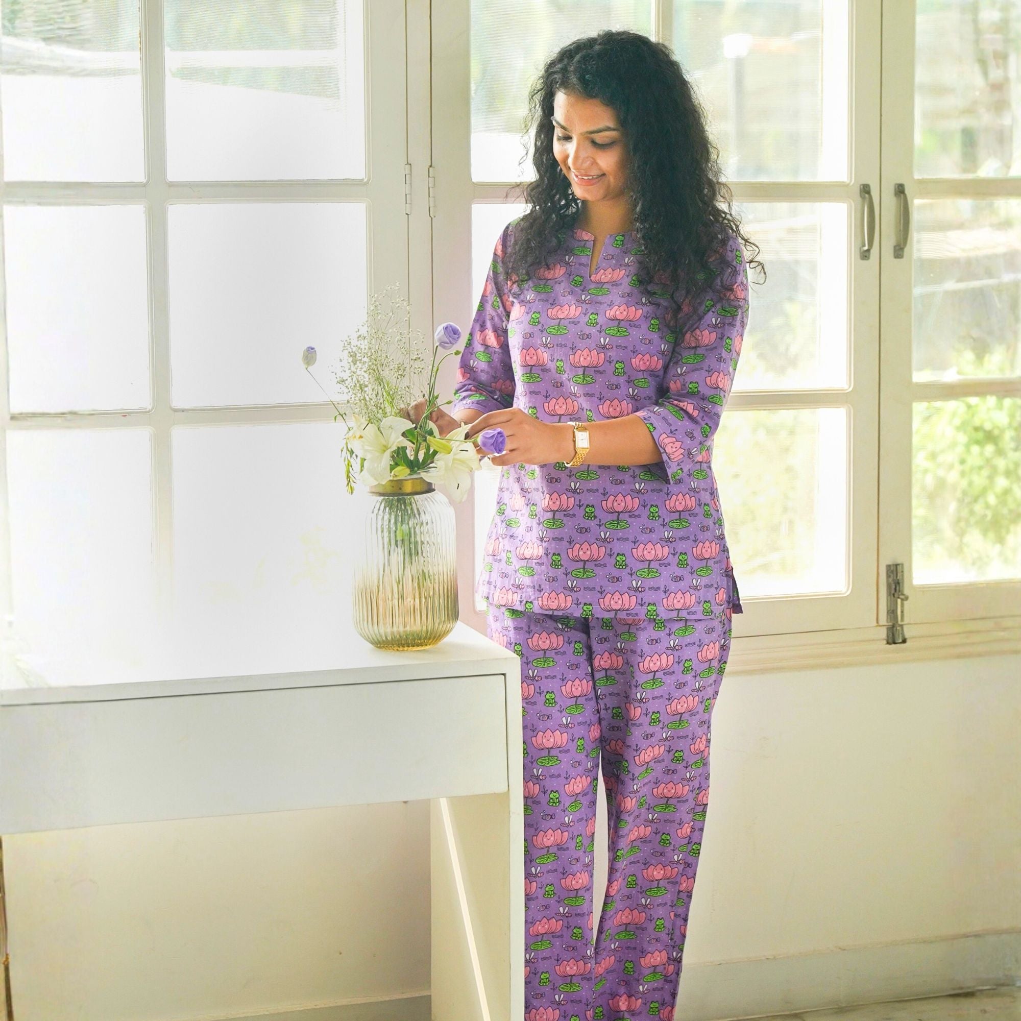 Lotus Print Women Pj Set