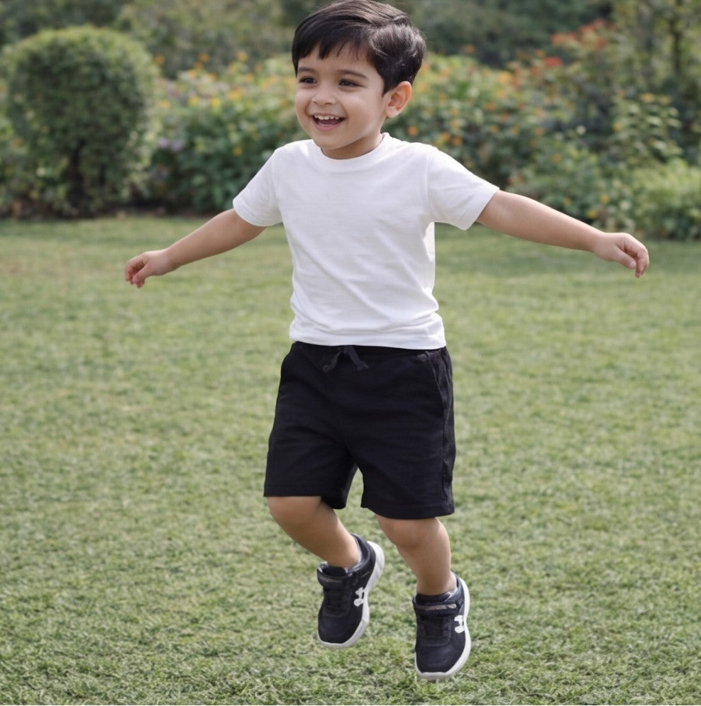 Boys Black Cotton Jersey Shorts