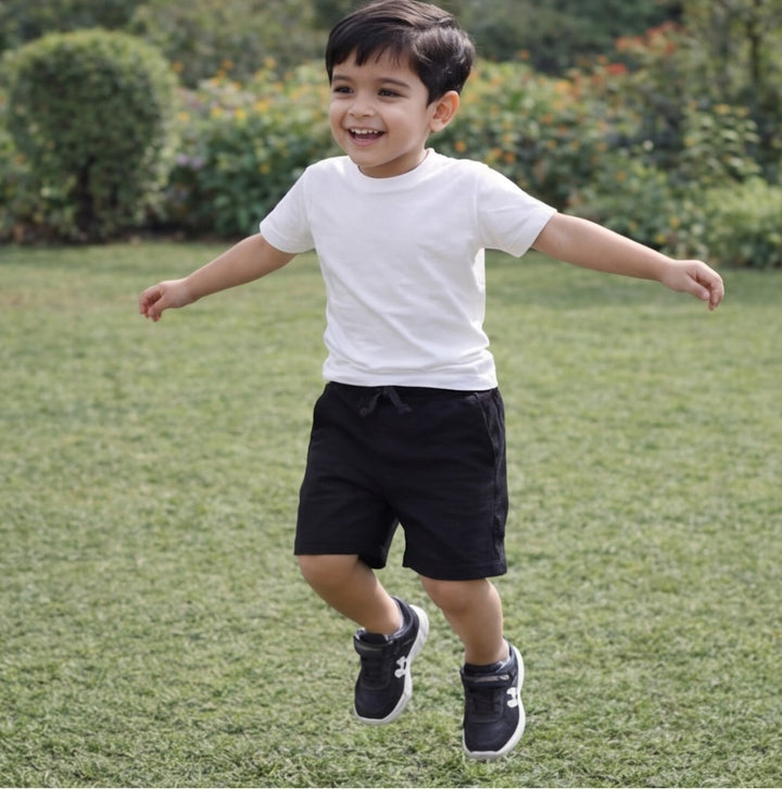 Boys Black Cotton Jersey Shorts