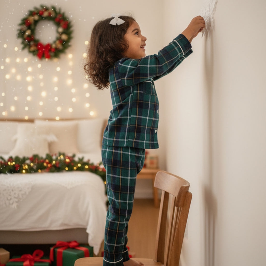 Green Tiny Santa Pajama Set