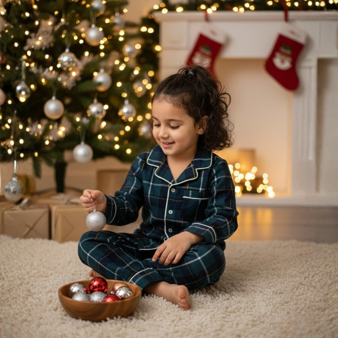 Green Tiny Santa Pajama Set