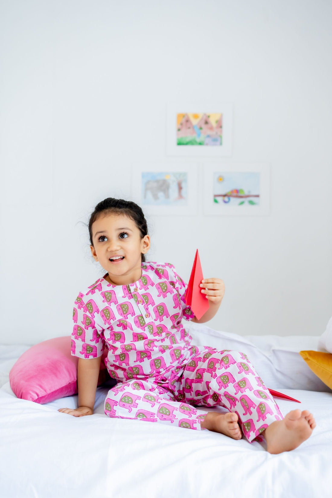 Pink Elephant Girls Night Suit Set