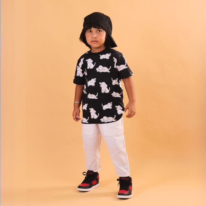 Girl - Dog Print Short Sleeve Cotton T-Shirt & Shorts Set