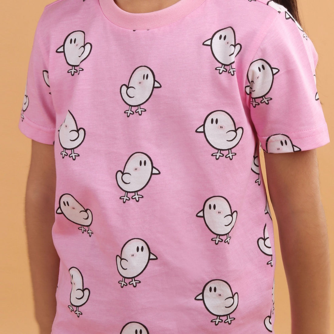 Girl Duck Print Short Sleeve Cotton T-Shirt & Shorts Set