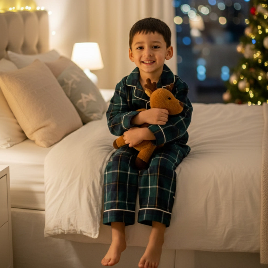 Green Tiny Santa Pajama Set