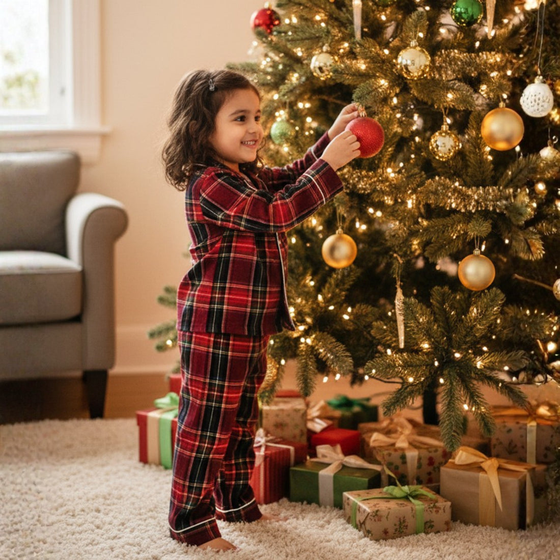 Red Tiny Santa Pajama Set