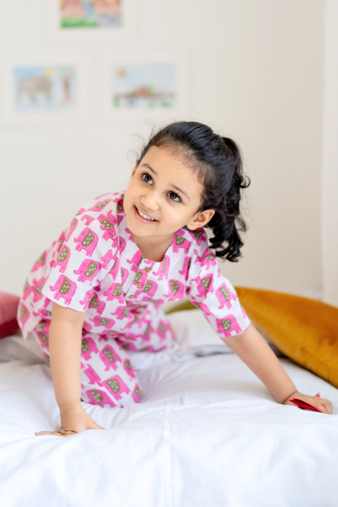Pink Elephant Girls Night Suit Set