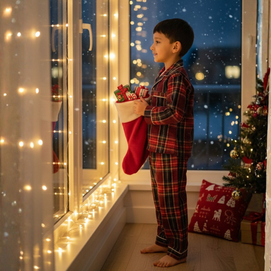 Red Tiny Santa Pajama Set