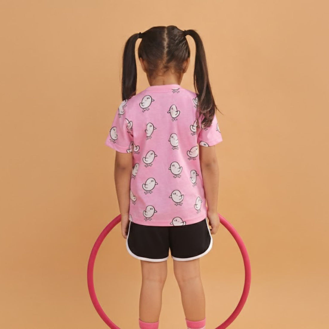 Girl Duck Print Short Sleeve Cotton T-Shirt & Shorts Set