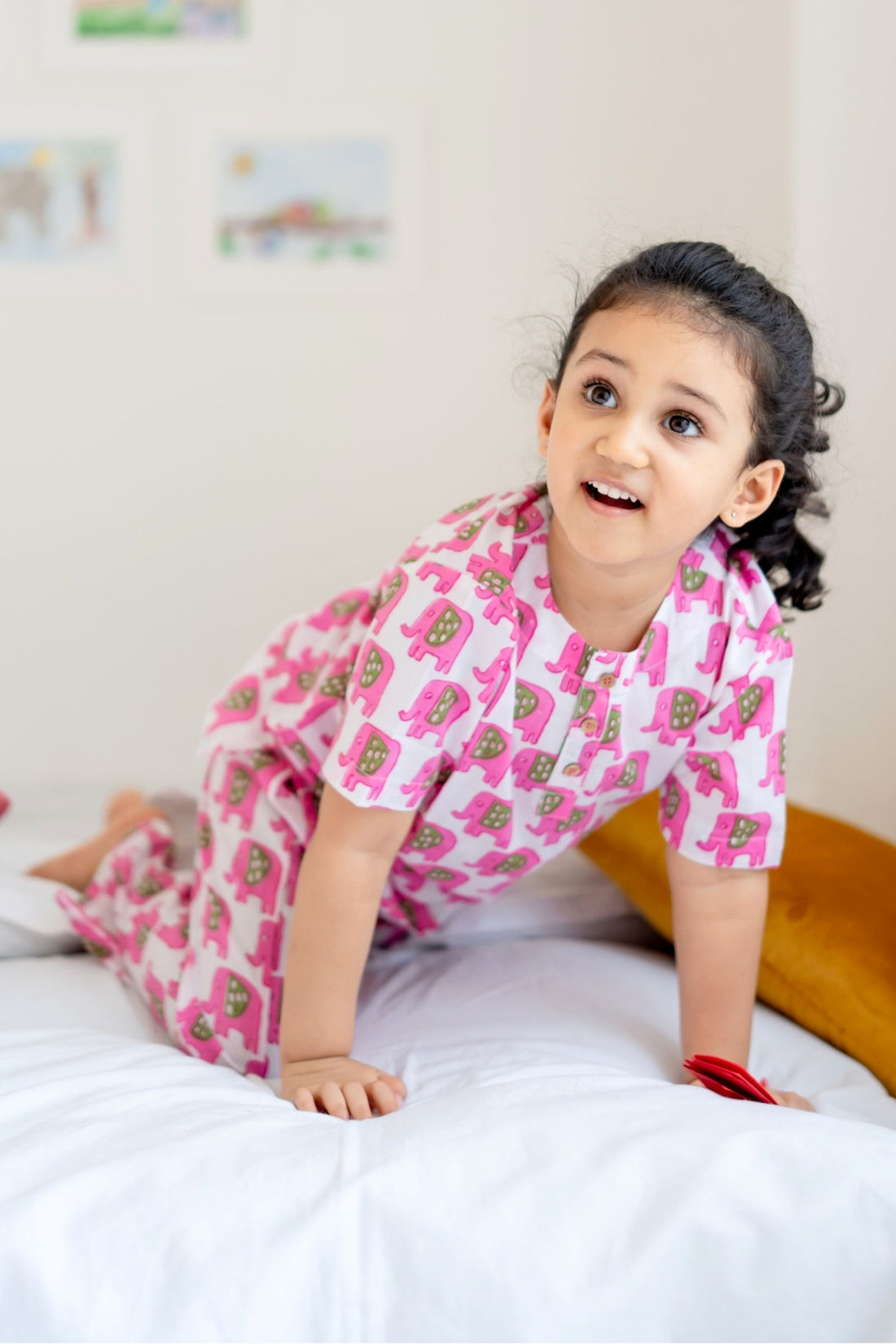 Pink Elephant Girls Night Suit Set