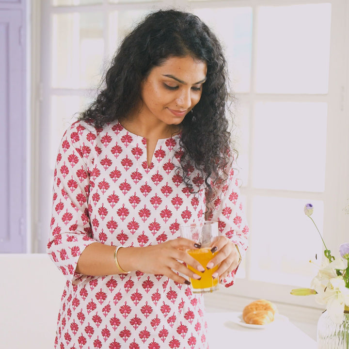 Pink Floral Women Pj Set