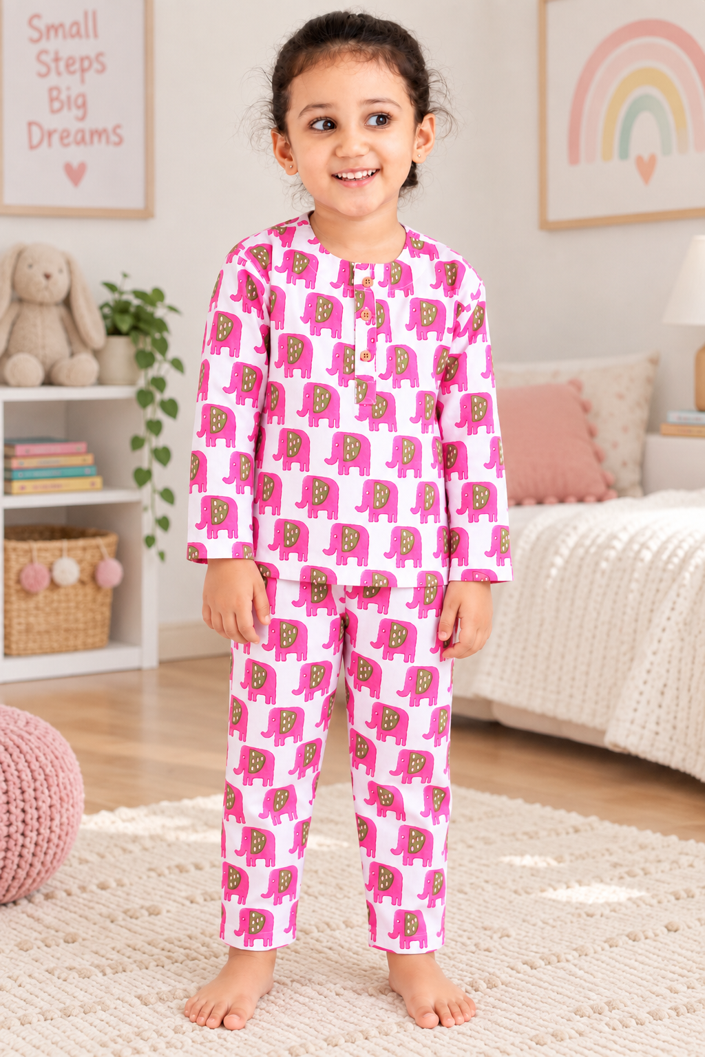 Pink Elephant Unisex Night Suit