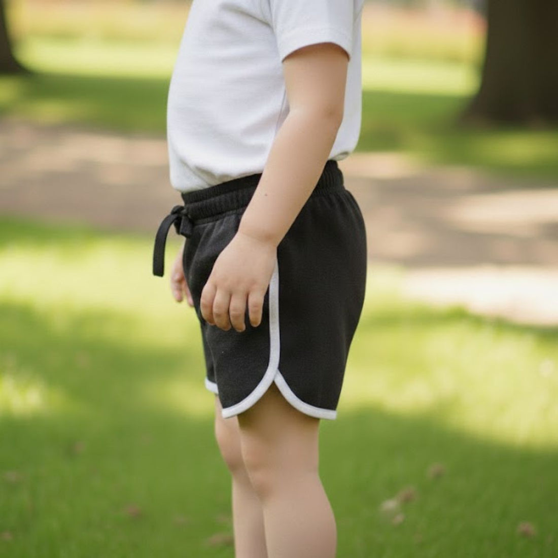 Black Contrast Trim Cotton Jersey Shorts