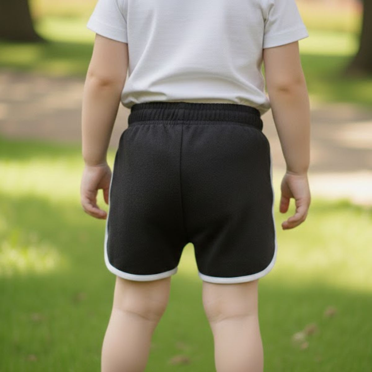 Black Contrast Trim Cotton Jersey Shorts