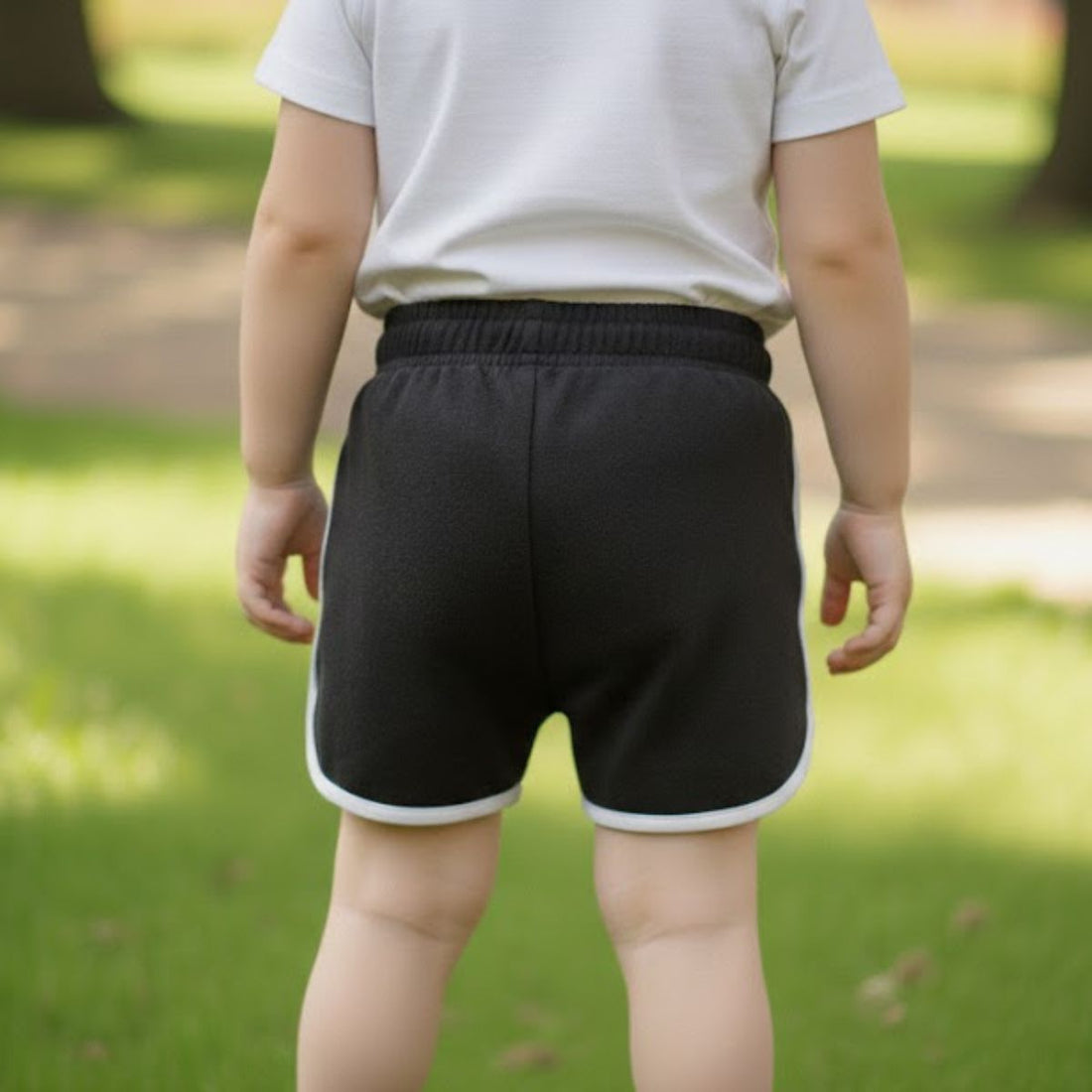 Black Contrast Trim Cotton Jersey Shorts