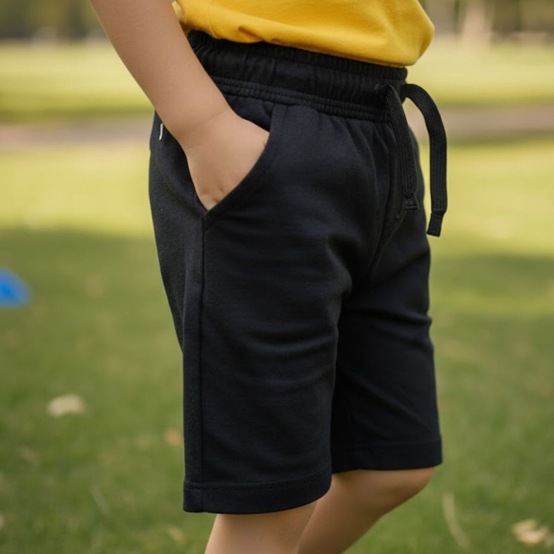 Boys Black Cotton Jersey Shorts