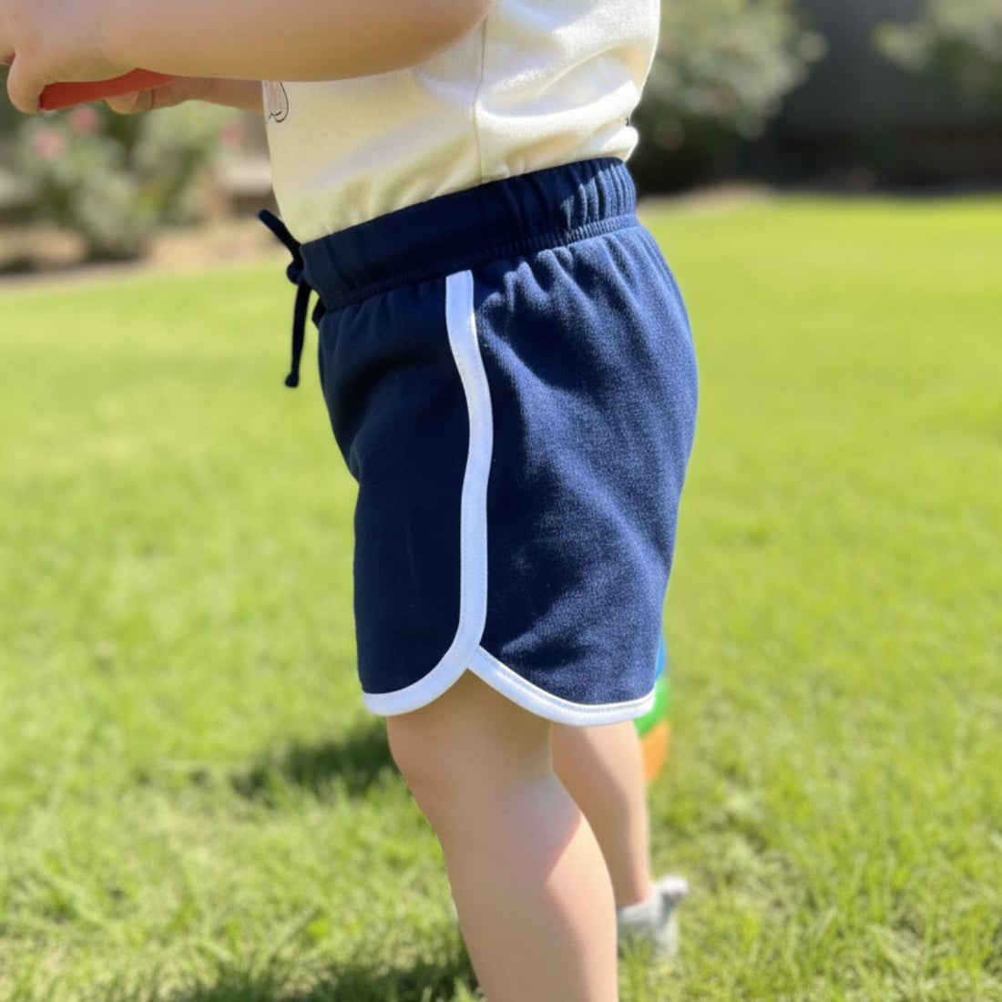 Navy  Contrast Trim Cotton Jersey Shorts
