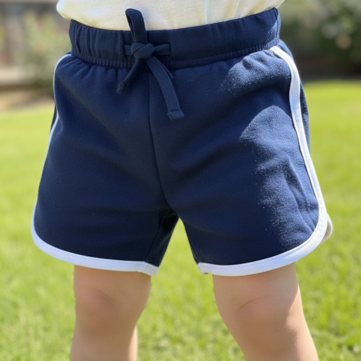 Navy  Contrast Trim Cotton Jersey Shorts
