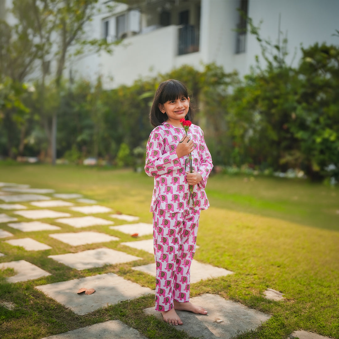 Pink Elephant Mom & kids Twinning Set