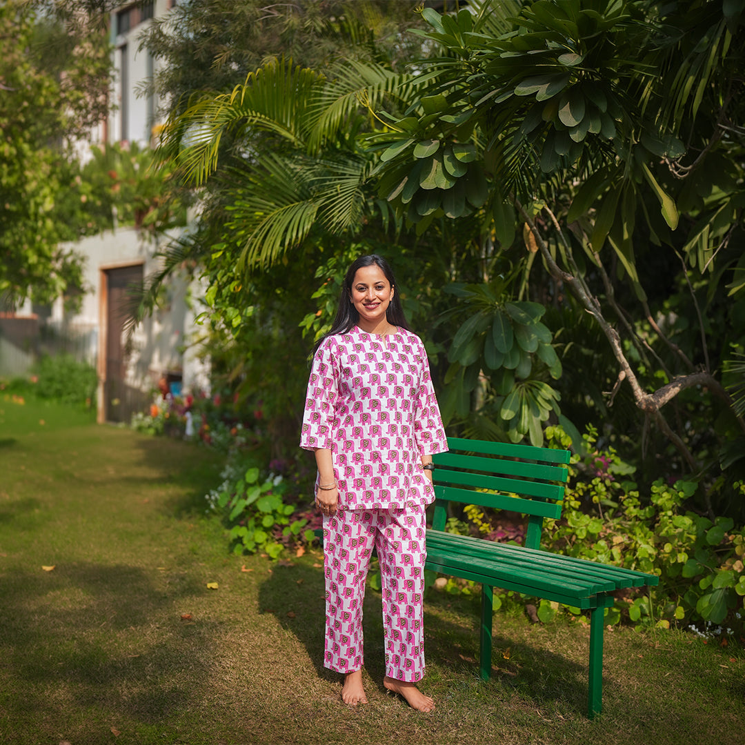 Pink Elephant Women Pj Set