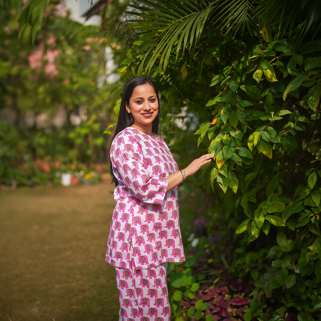 Pink Elephant Women Pj Set