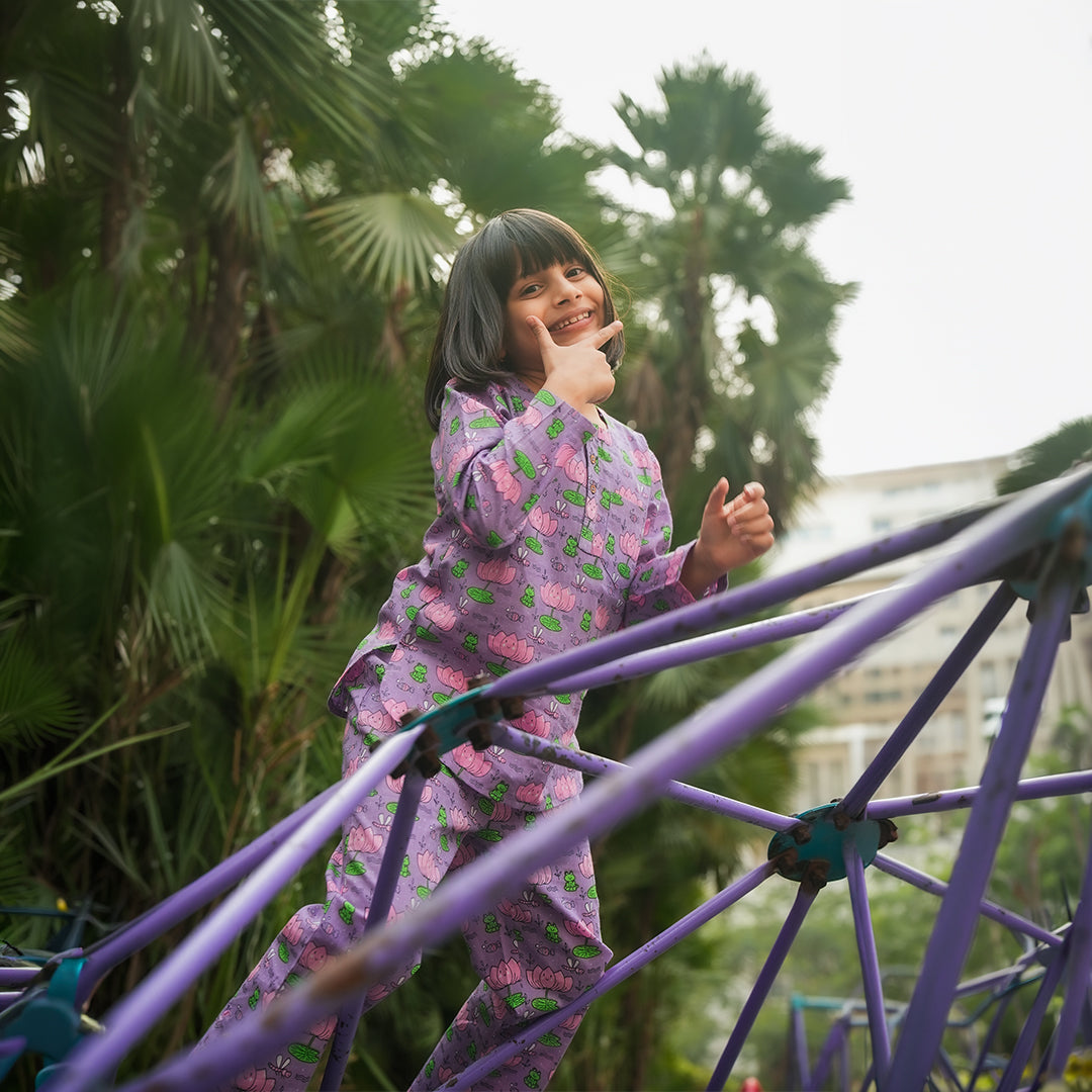 Lotus Print Mom & Kids Twinning Set