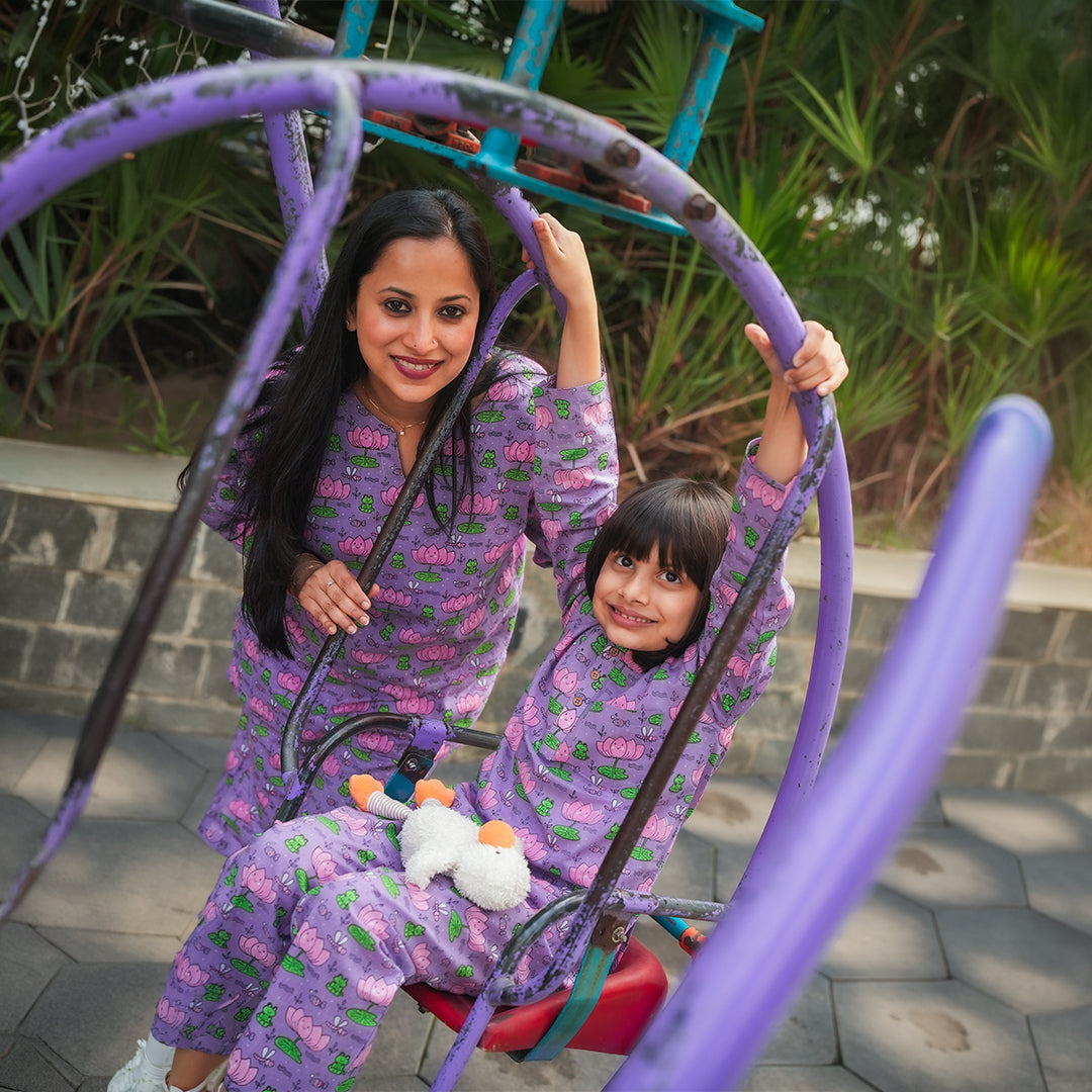 Lotus Print Mom & Kids Twinning Set