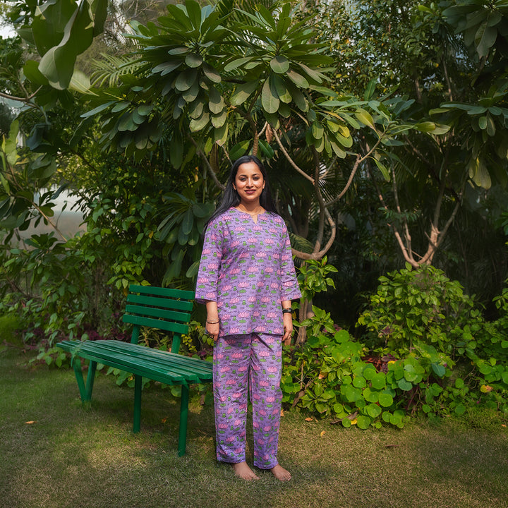 Lotus Print Mom & Kids Twinning Set