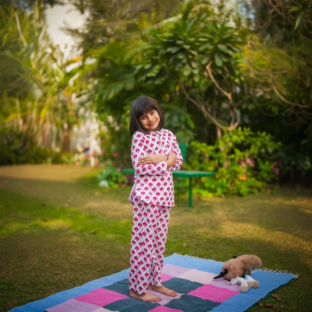 Pink Floral Mom & Kids Twinning Set