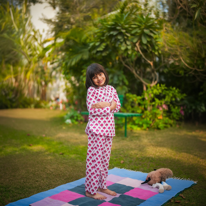 Pink Floral Mom & Kids Twinning Set