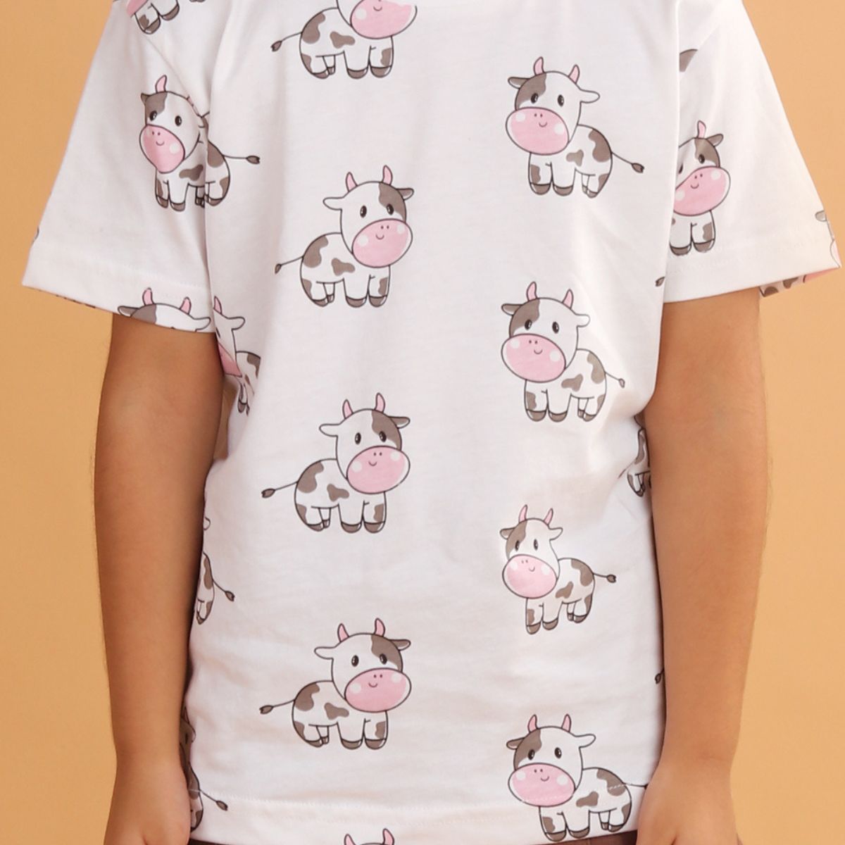 Boy Cow Print Short Sleeve Cotton T-Shirt & Shorts Set