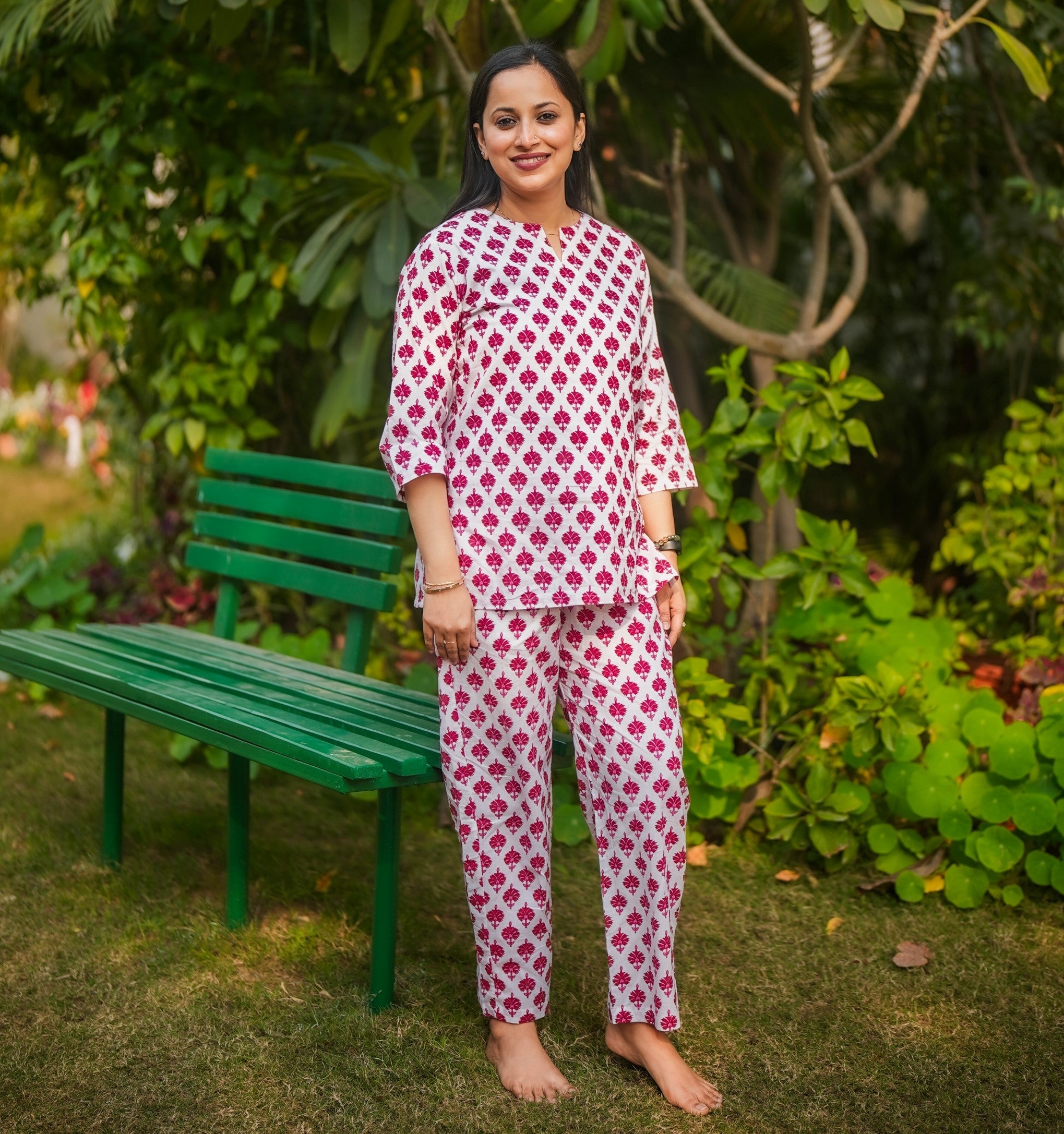 Pink Floral Women Pj Set