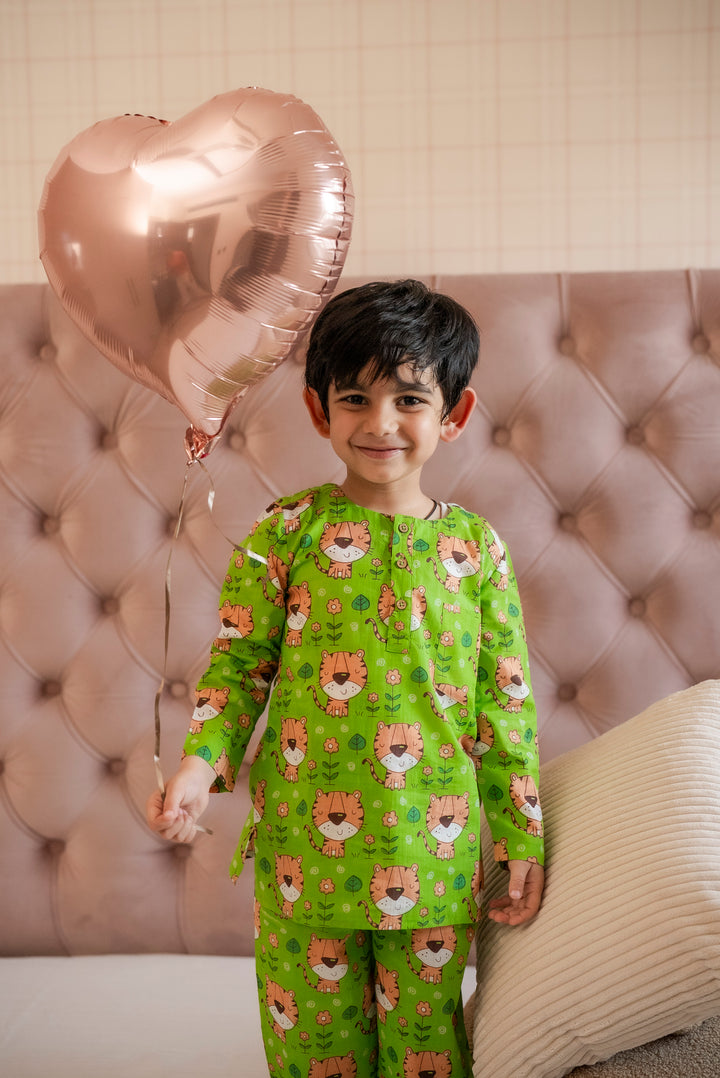 Green Tiger Night Suit Set