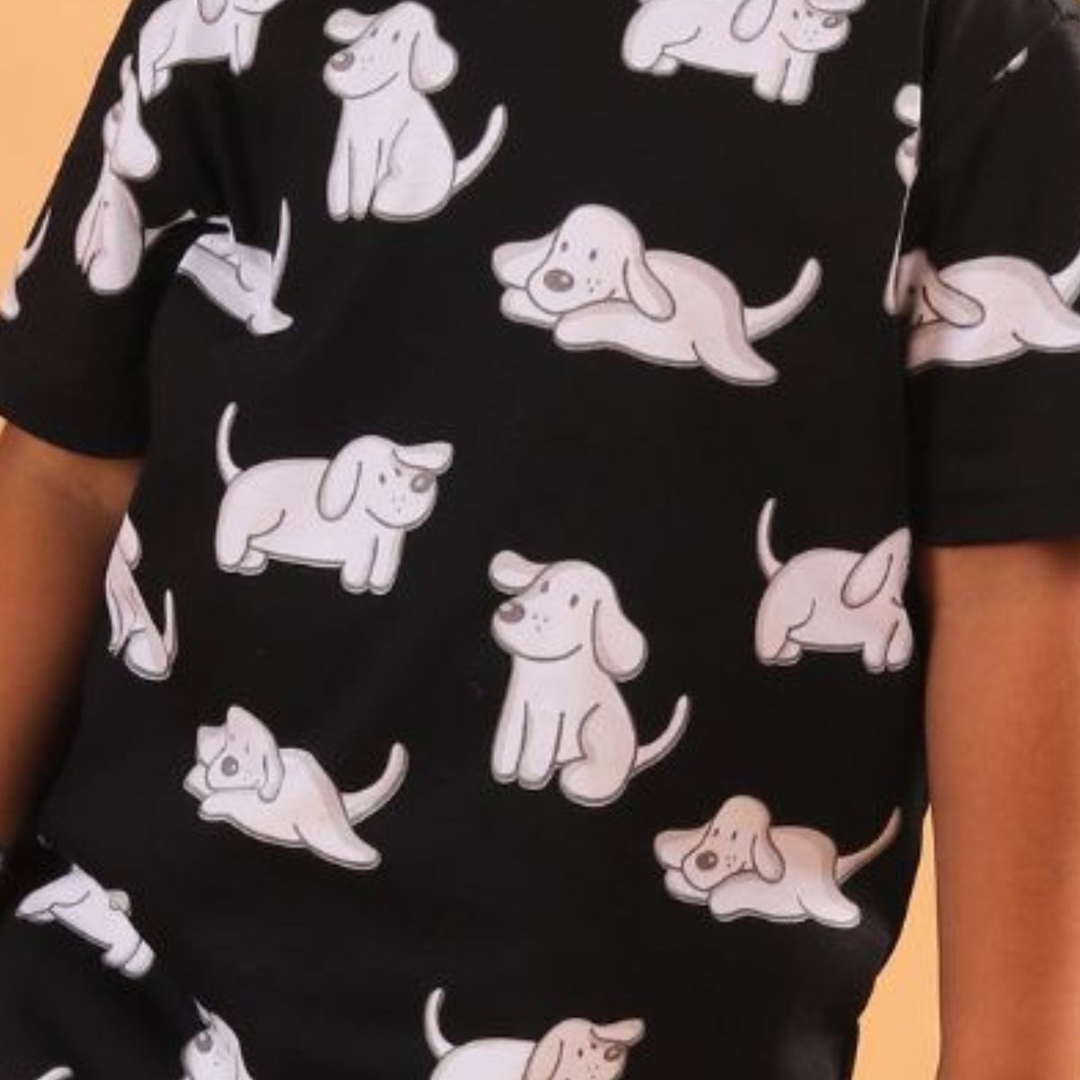 Boy Dog Print Short Sleeve Cotton T-Shirt & Shorts Set